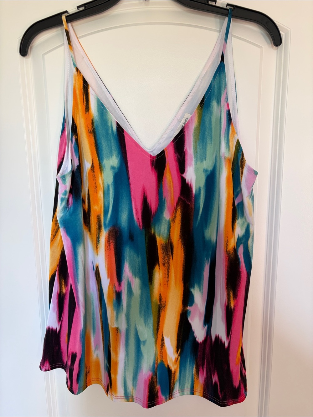 Versona Vibrant Pink Teal Orange Abstract V-Neck Cami